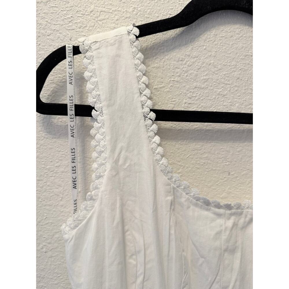 Avec Les Filles White Sleeveless Embroidered Dress - Size 6 - Picture 7 of 9